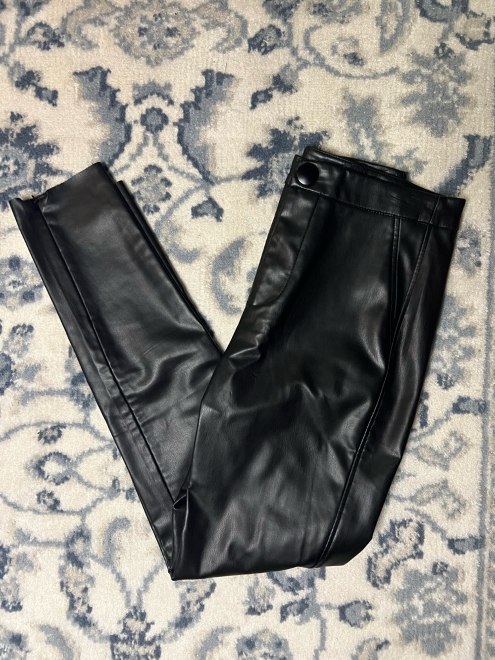 Zara Black Faux Leather Pants‎ with Branded Waist Label